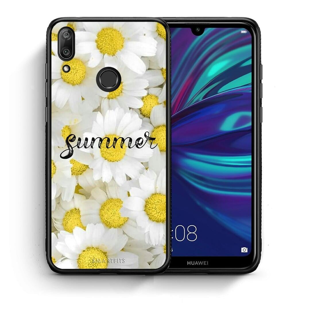 Θήκη Huawei Y7 2019 Summer Daisies από τη Smartfits με σχέδιο στο πίσω μέρος και μαύρο περίβλημα | Huawei Y7 2019 Summer Daisies case with colorful back and black bezels