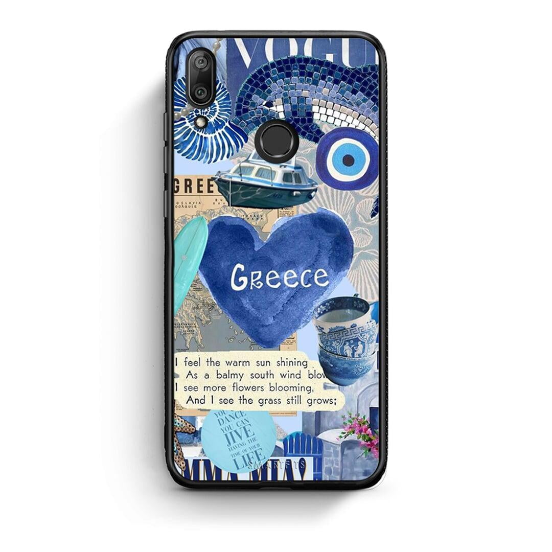 Huawei Y7 2019 Summer In Greece Θήκη από τη Smartfits με σχέδιο στο πίσω μέρος και μαύρο περίβλημα | Smartphone case with colorful back and black bezels by Smartfits