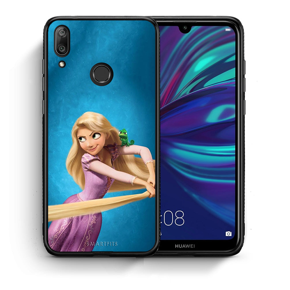 Θήκη Αγίου Βαλεντίνου Huawei Y7 2019 Tangled 2 από τη Smartfits με σχέδιο στο πίσω μέρος και μαύρο περίβλημα | Huawei Y7 2019 Tangled 2 case with colorful back and black bezels