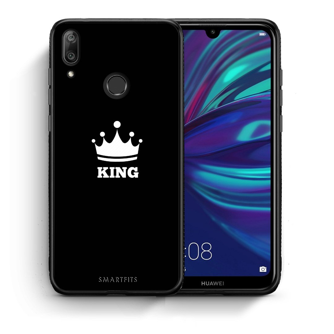 Θήκη Huawei Y7 2019 King Valentine από τη Smartfits με σχέδιο στο πίσω μέρος και μαύρο περίβλημα | Huawei Y7 2019 King Valentine case with colorful back and black bezels