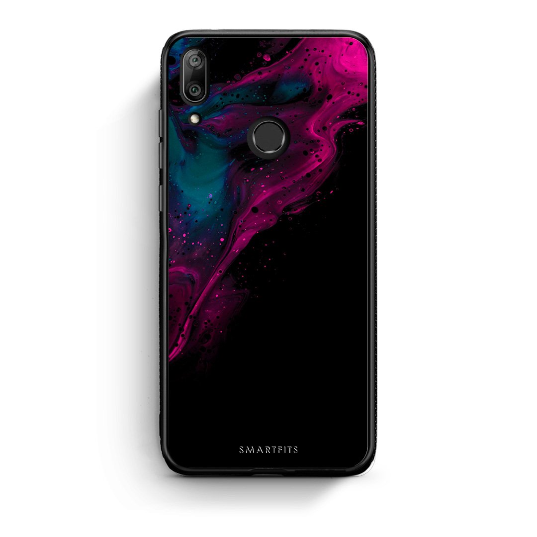 4 - Huawei Y7 2019 Pink Black Watercolor case, cover, bumper