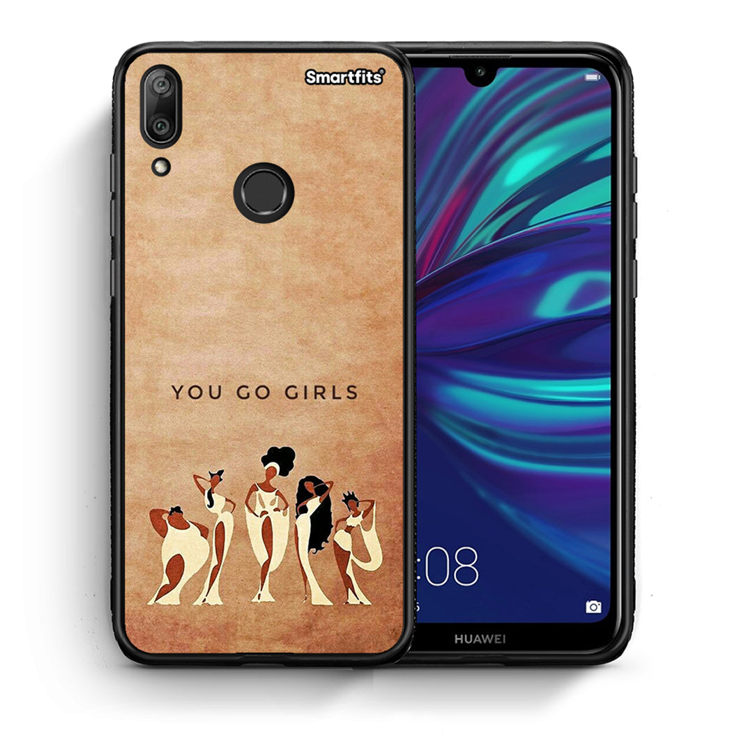 Θήκη Huawei Y7 2019 You Go Girl από τη Smartfits με σχέδιο στο πίσω μέρος και μαύρο περίβλημα | Huawei Y7 2019 You Go Girl case with colorful back and black bezels