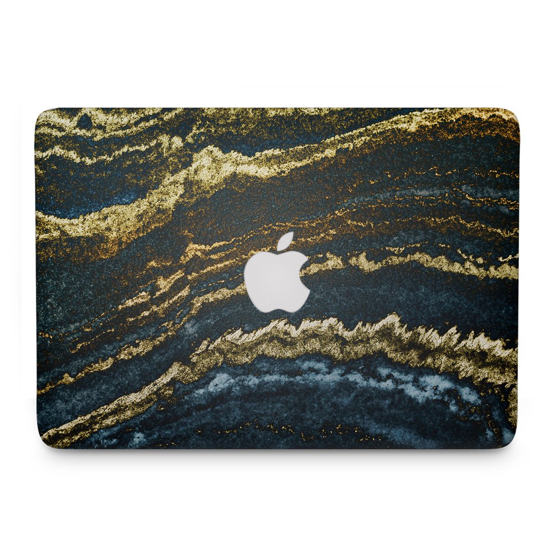 Marble Gold Dark Blue - Macbook Skin