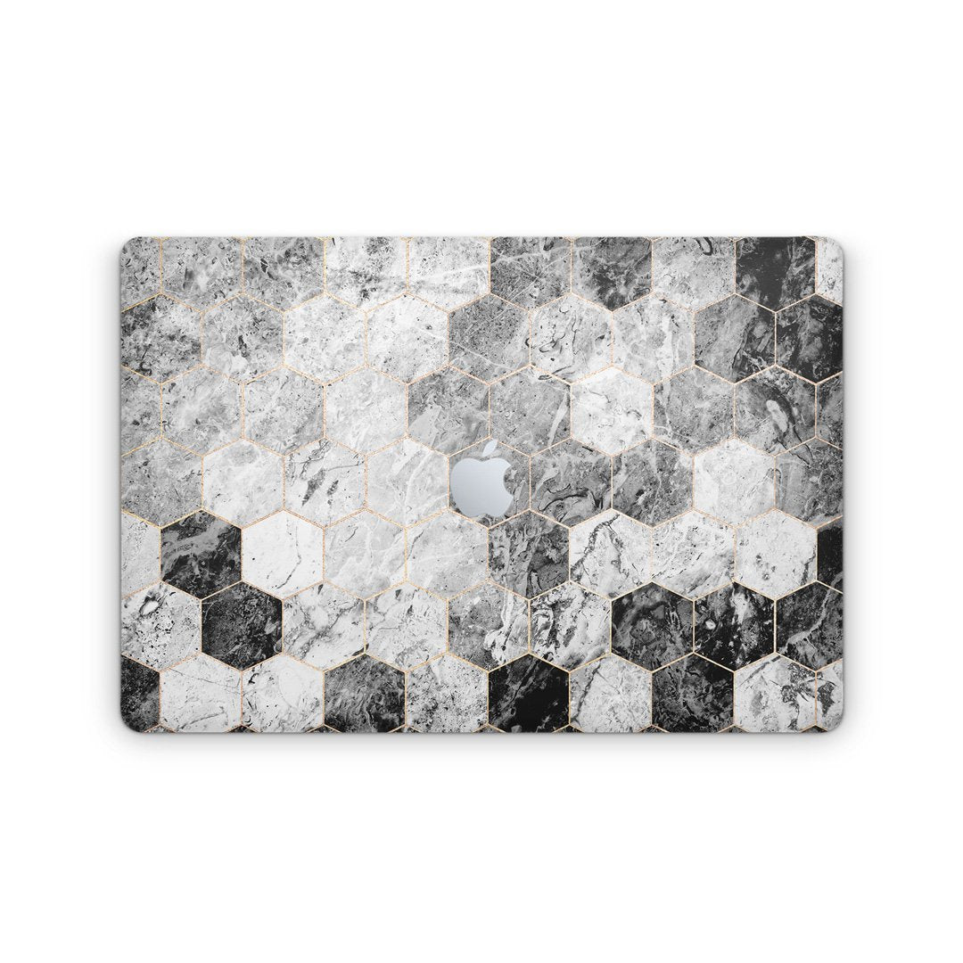 Marble Hexagon Black - Macbook Skin
