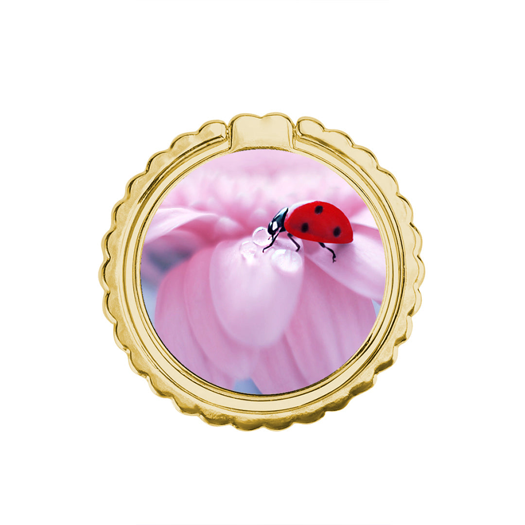 Ladybug Flower - Metal Mobile Ring