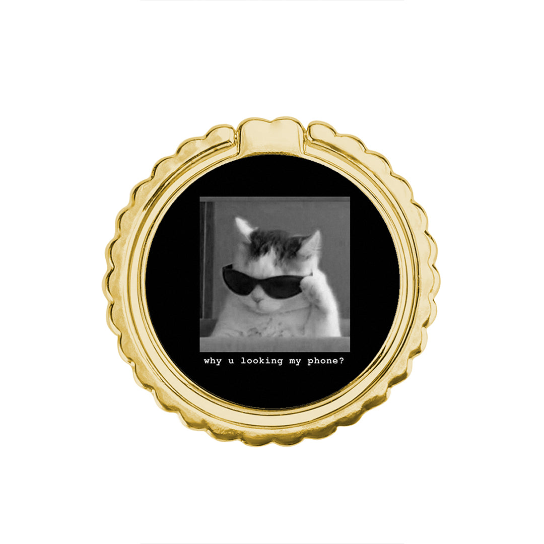 Meme Cat - Metal Mobile Ring