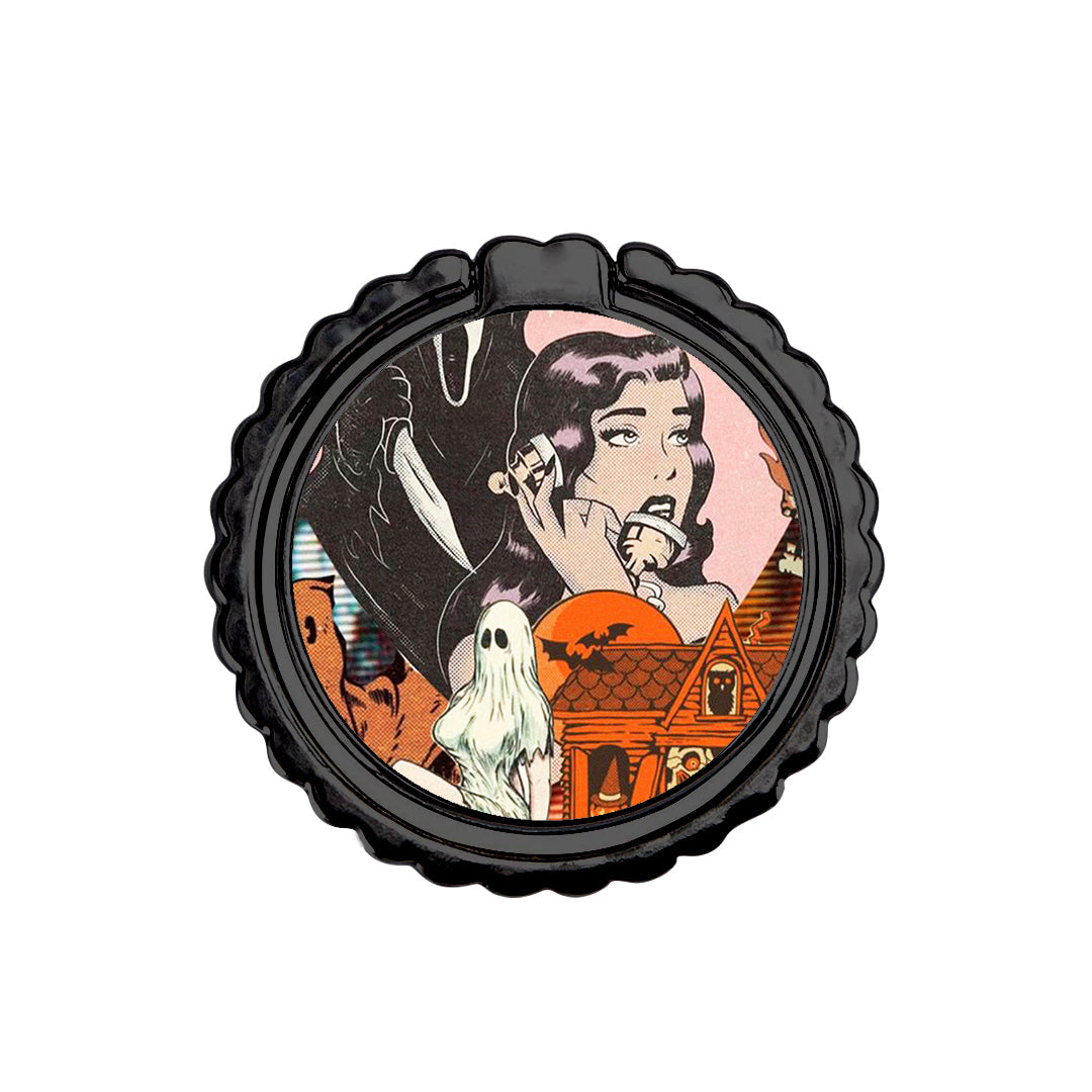 Halloween Collage - Metal Mobile Ring