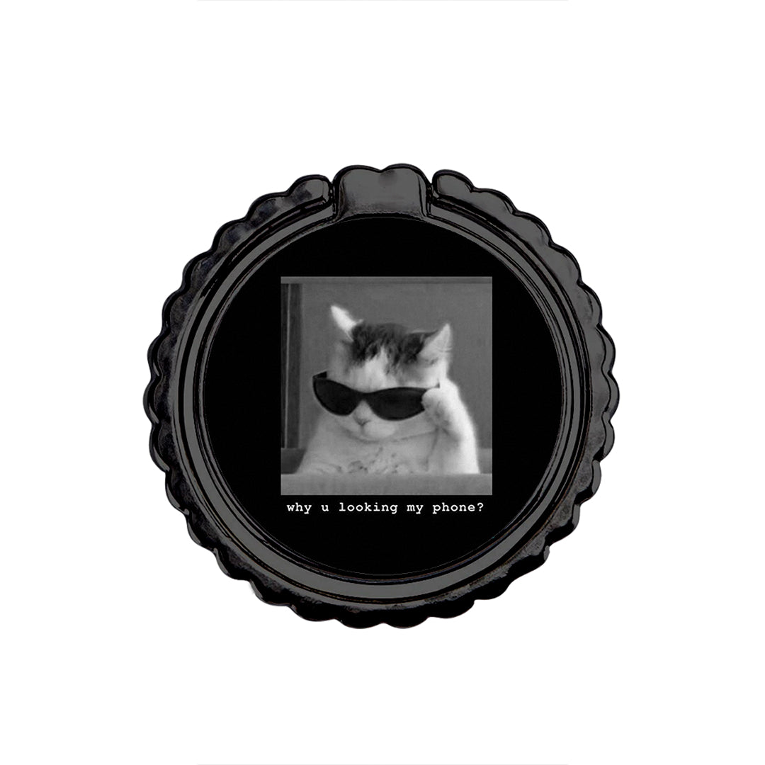 Meme Cat - Metal Mobile Ring