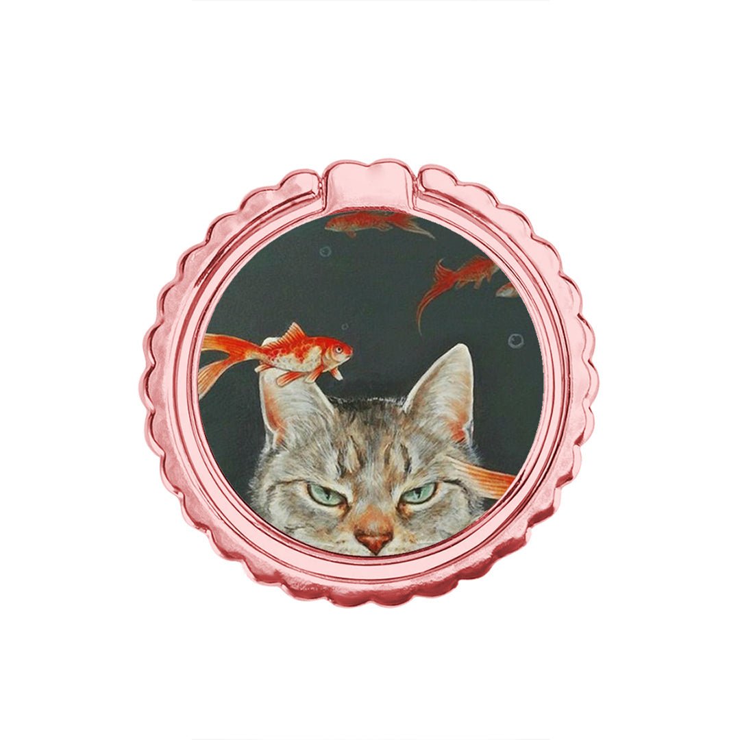 Cat Goldfish - Metal Mobile Ring