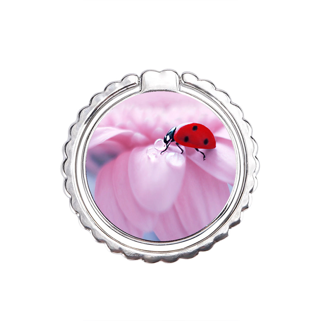 Ladybug Flower - Metal Mobile Ring