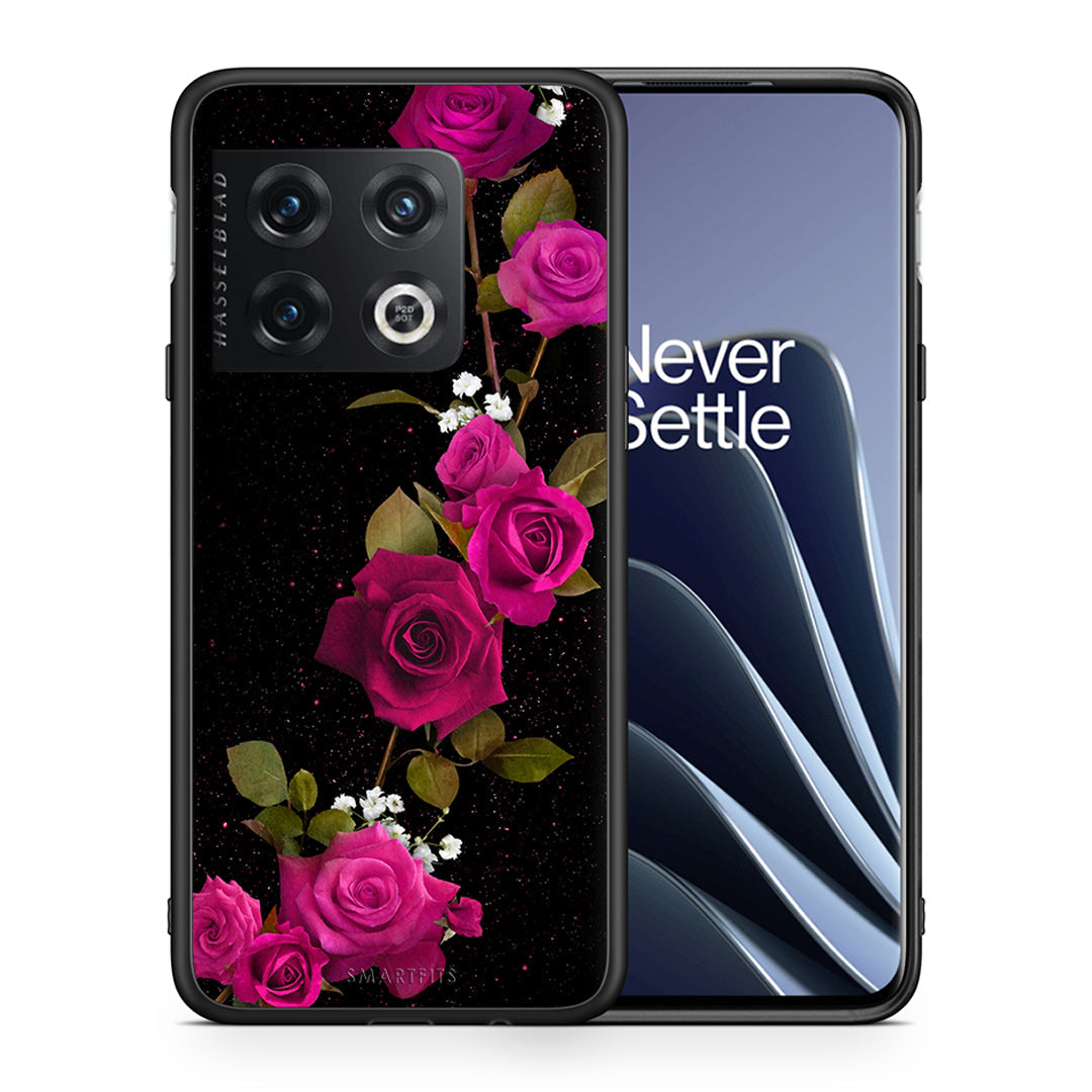 Θήκη OnePlus 10 Pro Red Roses Flower από τη Smartfits με σχέδιο στο πίσω μέρος και μαύρο περίβλημα | OnePlus 10 Pro Red Roses Flower case with colorful back and black bezels