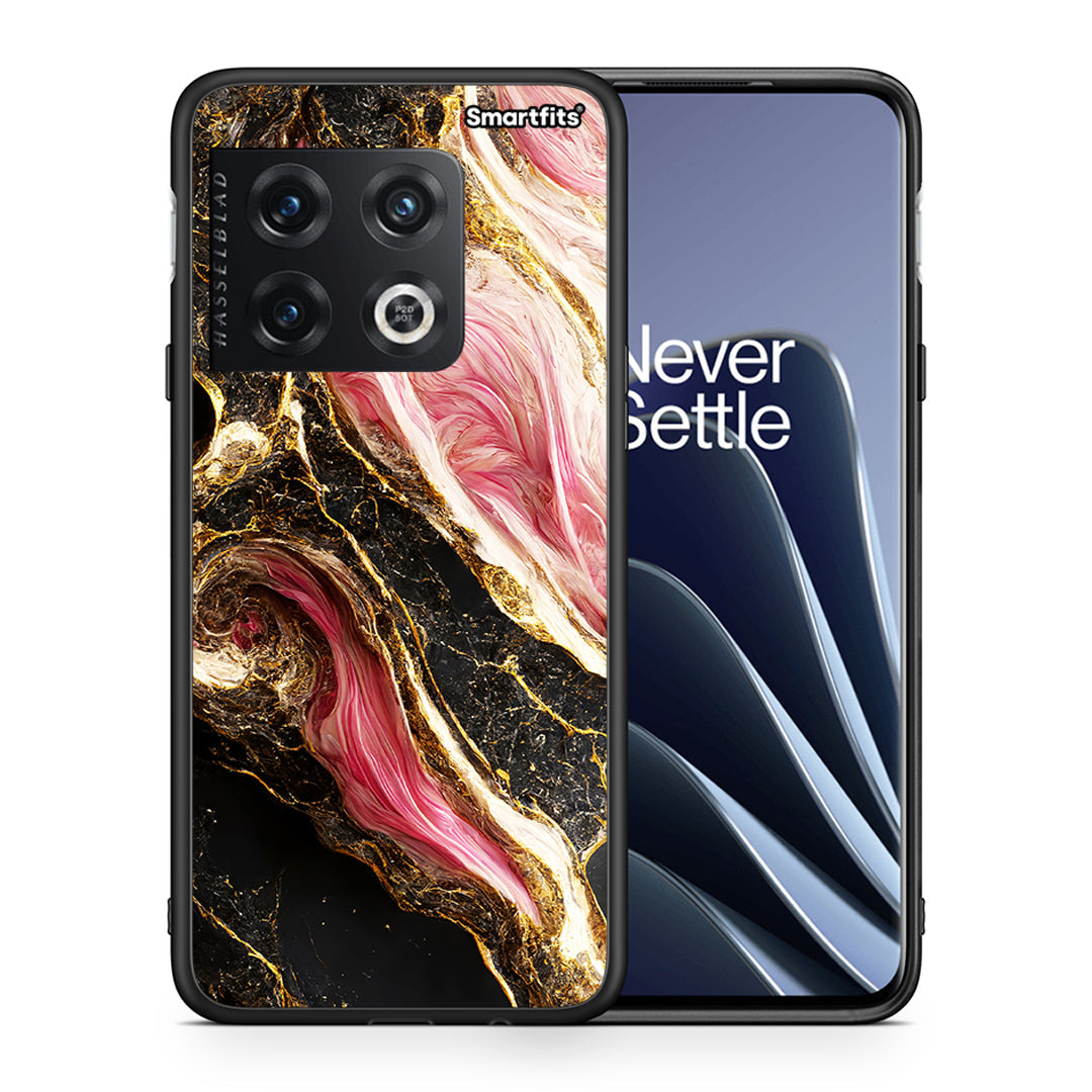 Θήκη OnePlus 10 Pro Glamorous Pink Marble από τη Smartfits με σχέδιο στο πίσω μέρος και μαύρο περίβλημα | OnePlus 10 Pro Glamorous Pink Marble case with colorful back and black bezels