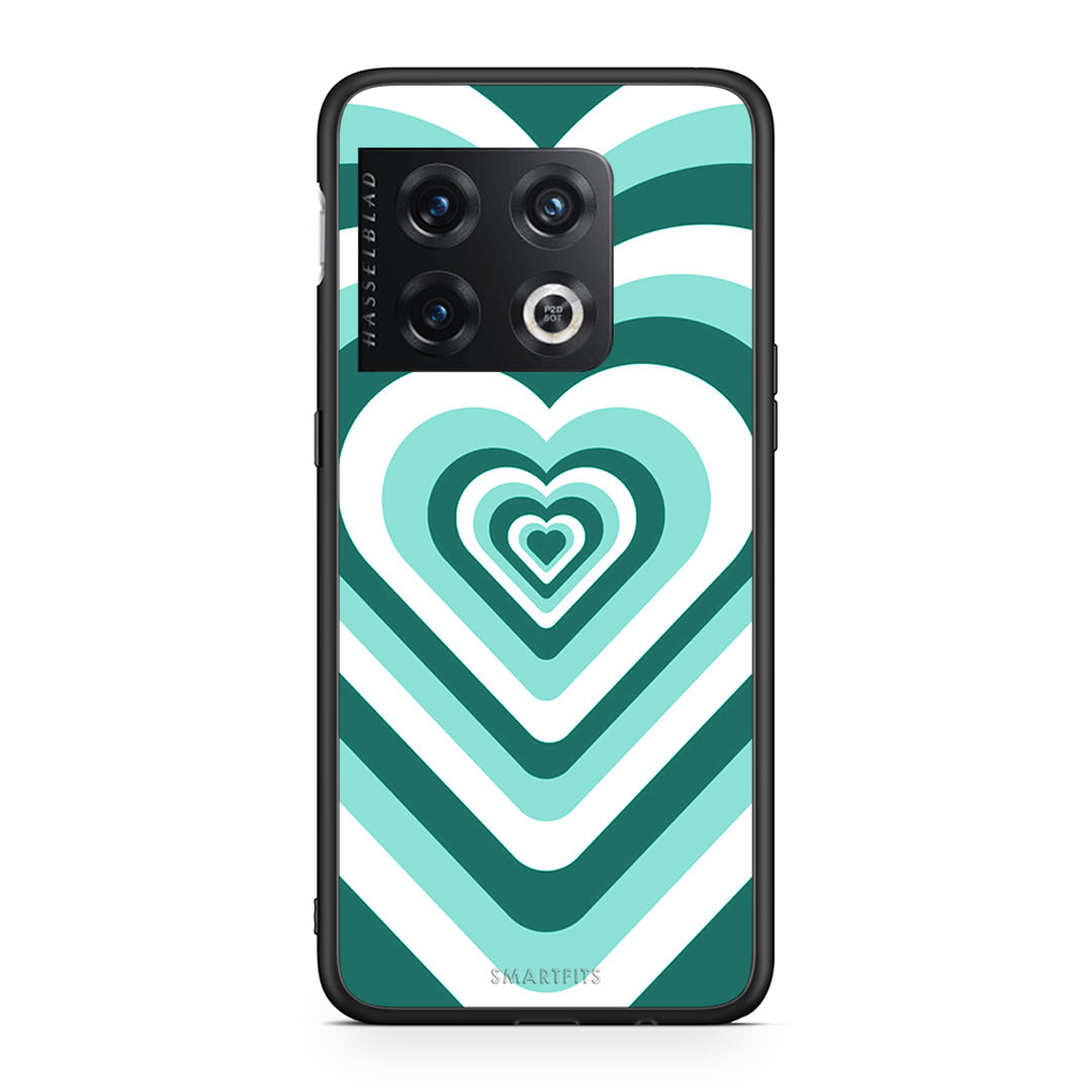OnePlus 10 Pro Green Hearts θήκη από τη Smartfits με σχέδιο στο πίσω μέρος και μαύρο περίβλημα | Smartphone case with colorful back and black bezels by Smartfits