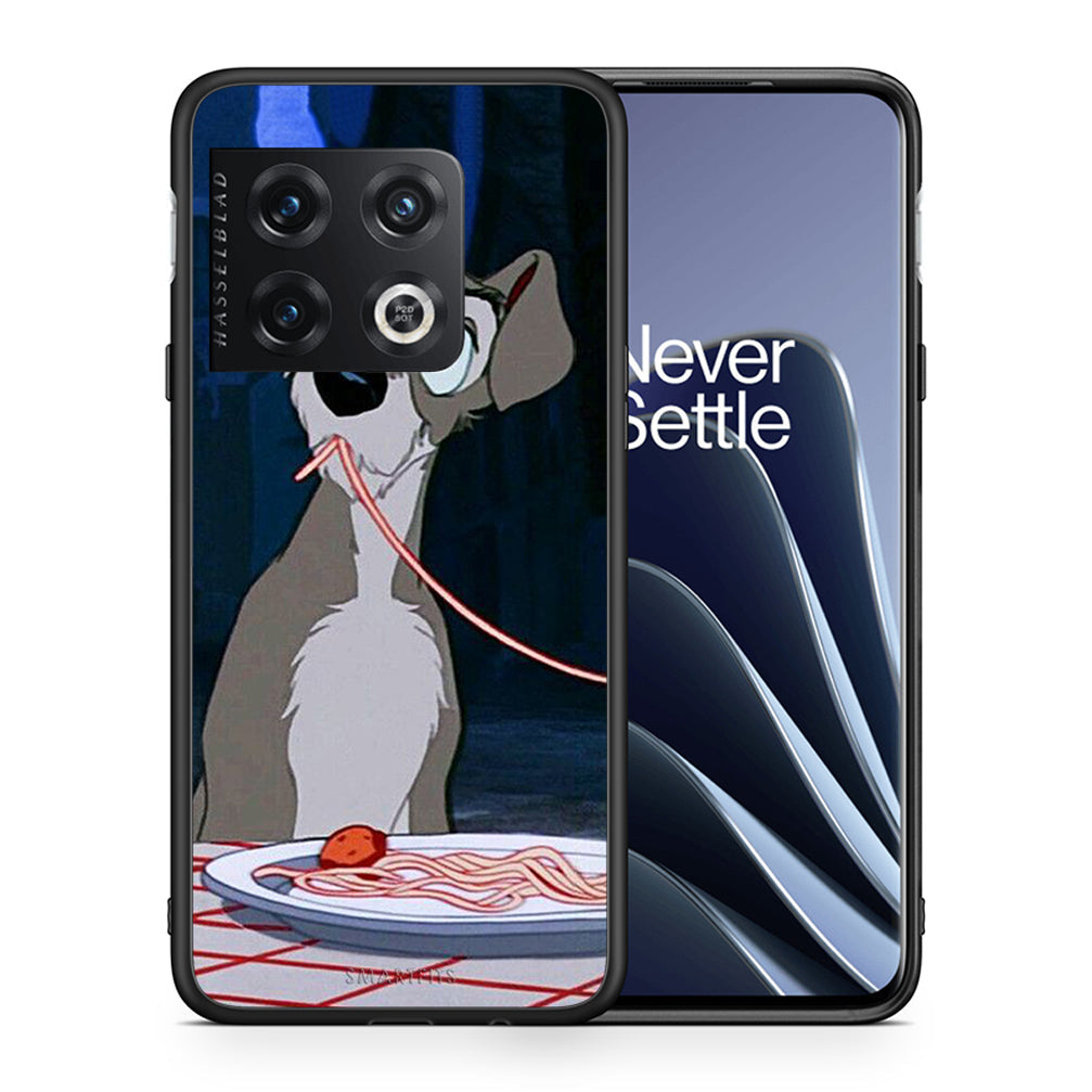 Θήκη Αγίου Βαλεντίνου OnePlus 10 Pro Lady And Tramp 1 από τη Smartfits με σχέδιο στο πίσω μέρος και μαύρο περίβλημα | OnePlus 10 Pro Lady And Tramp 1 case with colorful back and black bezels