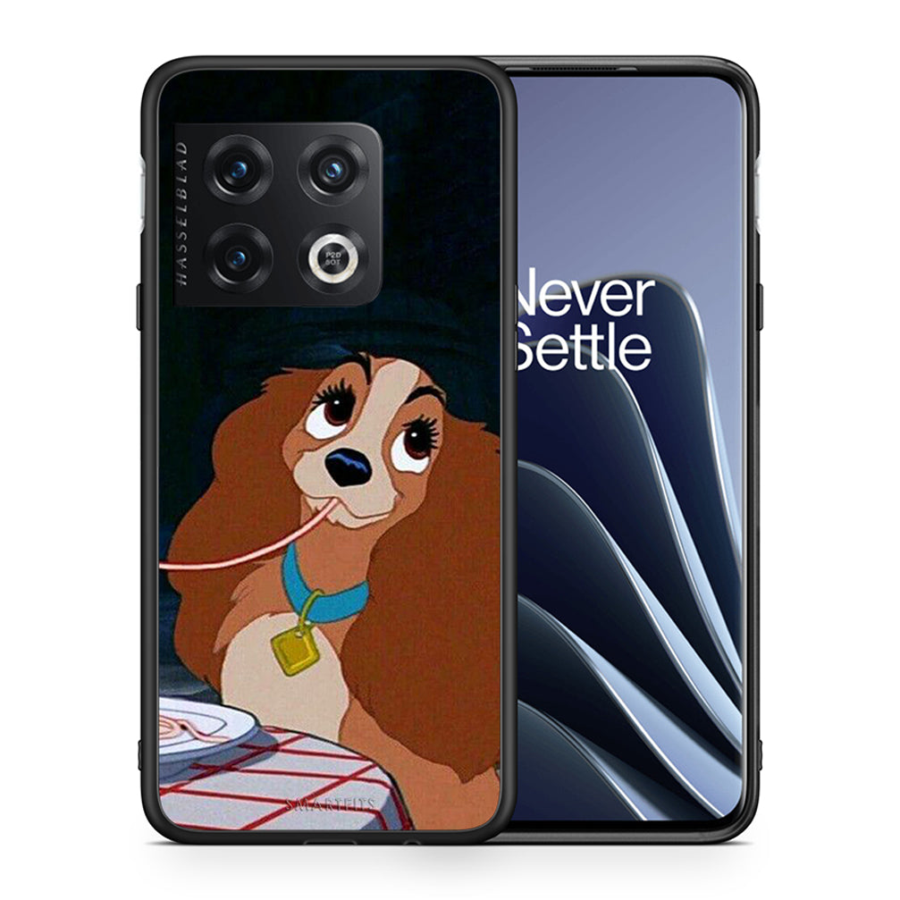 Θήκη Αγίου Βαλεντίνου OnePlus 10 Pro Lady And Tramp 2 από τη Smartfits με σχέδιο στο πίσω μέρος και μαύρο περίβλημα | OnePlus 10 Pro Lady And Tramp 2 case with colorful back and black bezels