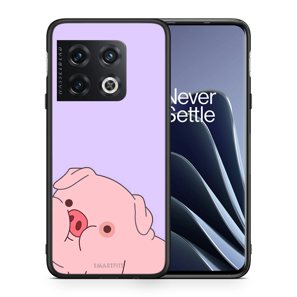 Θήκη Αγίου Βαλεντίνου OnePlus 10 Pro Pig Love 2 από τη Smartfits με σχέδιο στο πίσω μέρος και μαύρο περίβλημα | OnePlus 10 Pro Pig Love 2 case with colorful back and black bezels