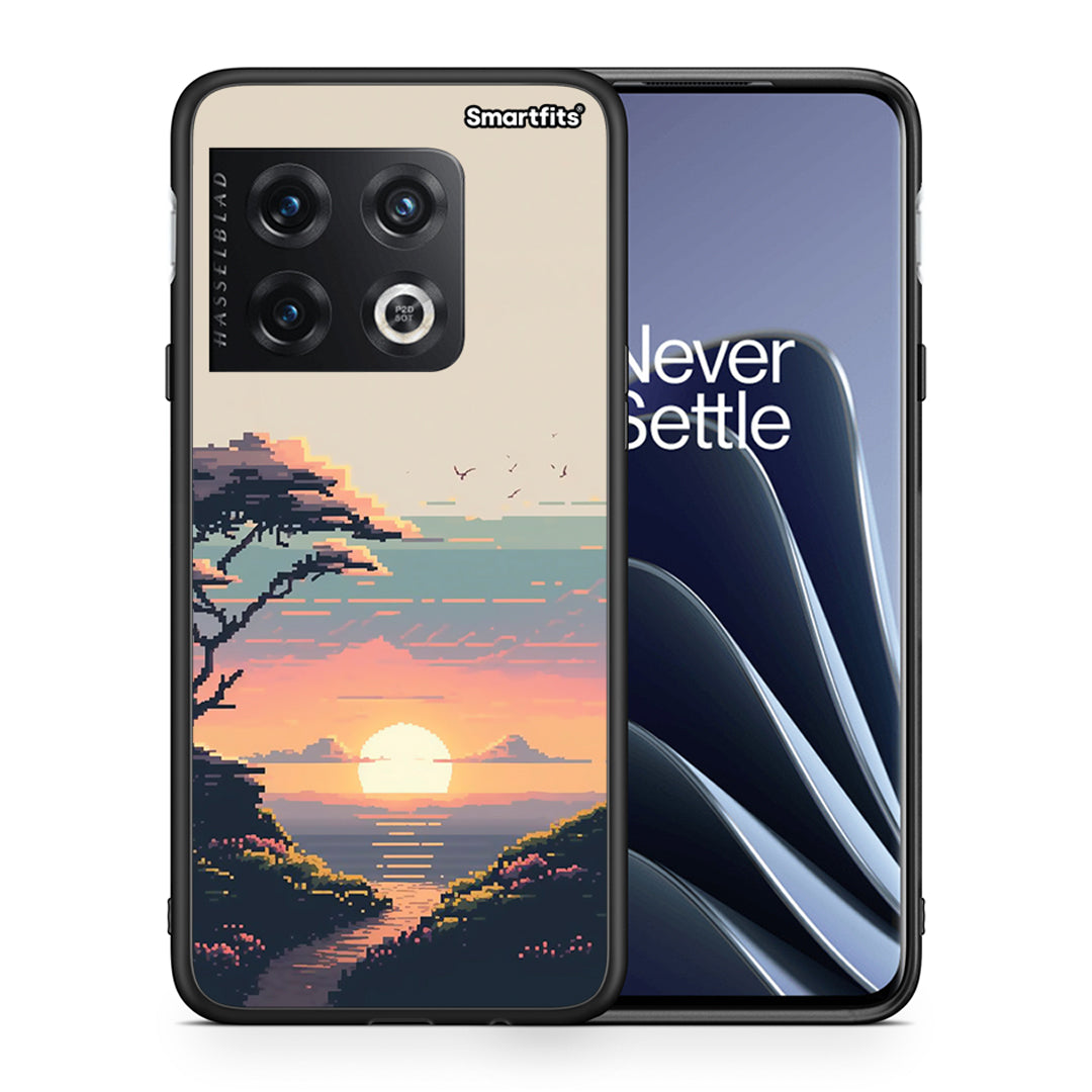 Θήκη OnePlus 10 Pro Pixel Sunset από τη Smartfits με σχέδιο στο πίσω μέρος και μαύρο περίβλημα | OnePlus 10 Pro Pixel Sunset case with colorful back and black bezels