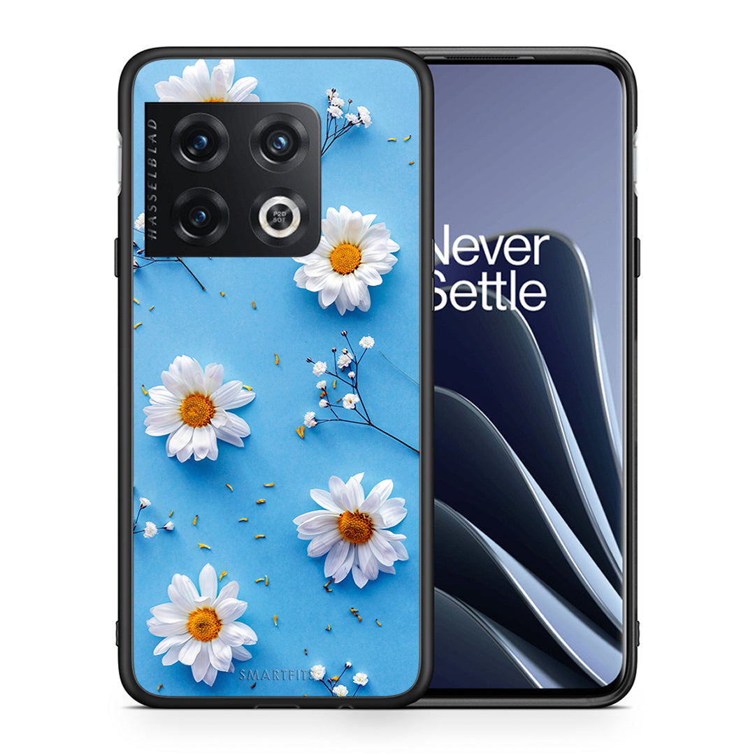 Θήκη OnePlus 10 Pro Real Daisies από τη Smartfits με σχέδιο στο πίσω μέρος και μαύρο περίβλημα | OnePlus 10 Pro Real Daisies case with colorful back and black bezels