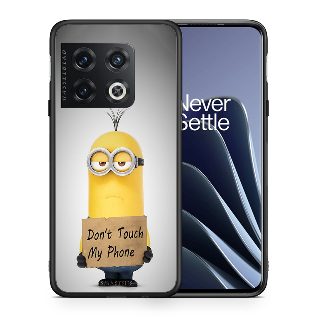 Θήκη OnePlus 10 Pro Minion Text από τη Smartfits με σχέδιο στο πίσω μέρος και μαύρο περίβλημα | OnePlus 10 Pro Minion Text case with colorful back and black bezels