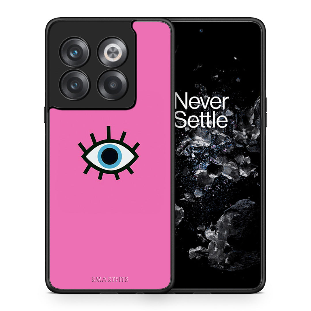 Θήκη OnePlus 10T Blue Eye Pink από τη Smartfits με σχέδιο στο πίσω μέρος και μαύρο περίβλημα | OnePlus 10T Blue Eye Pink case with colorful back and black bezels