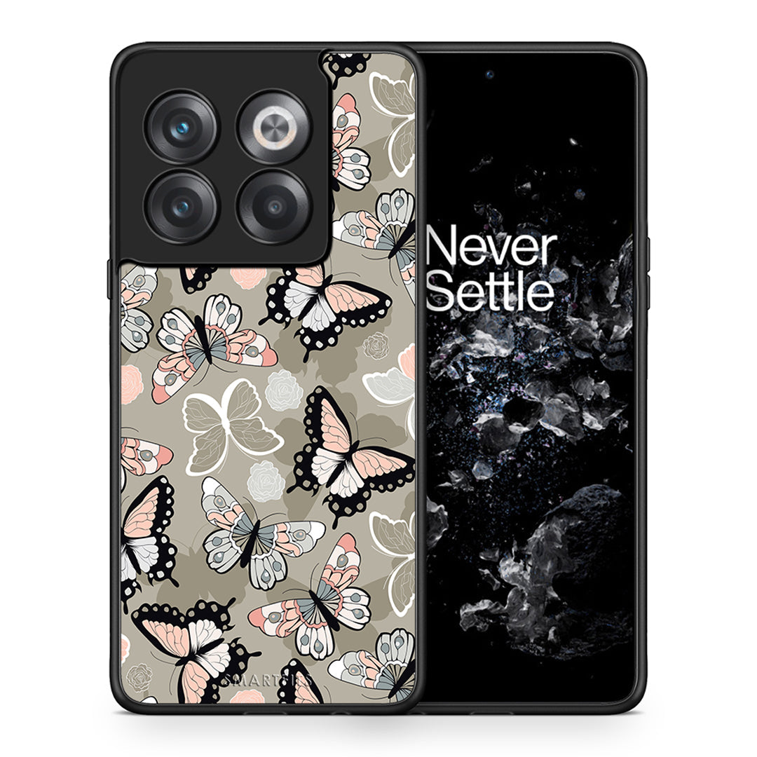 Θήκη OnePlus 10T Butterflies Boho από τη Smartfits με σχέδιο στο πίσω μέρος και μαύρο περίβλημα | OnePlus 10T Butterflies Boho case with colorful back and black bezels