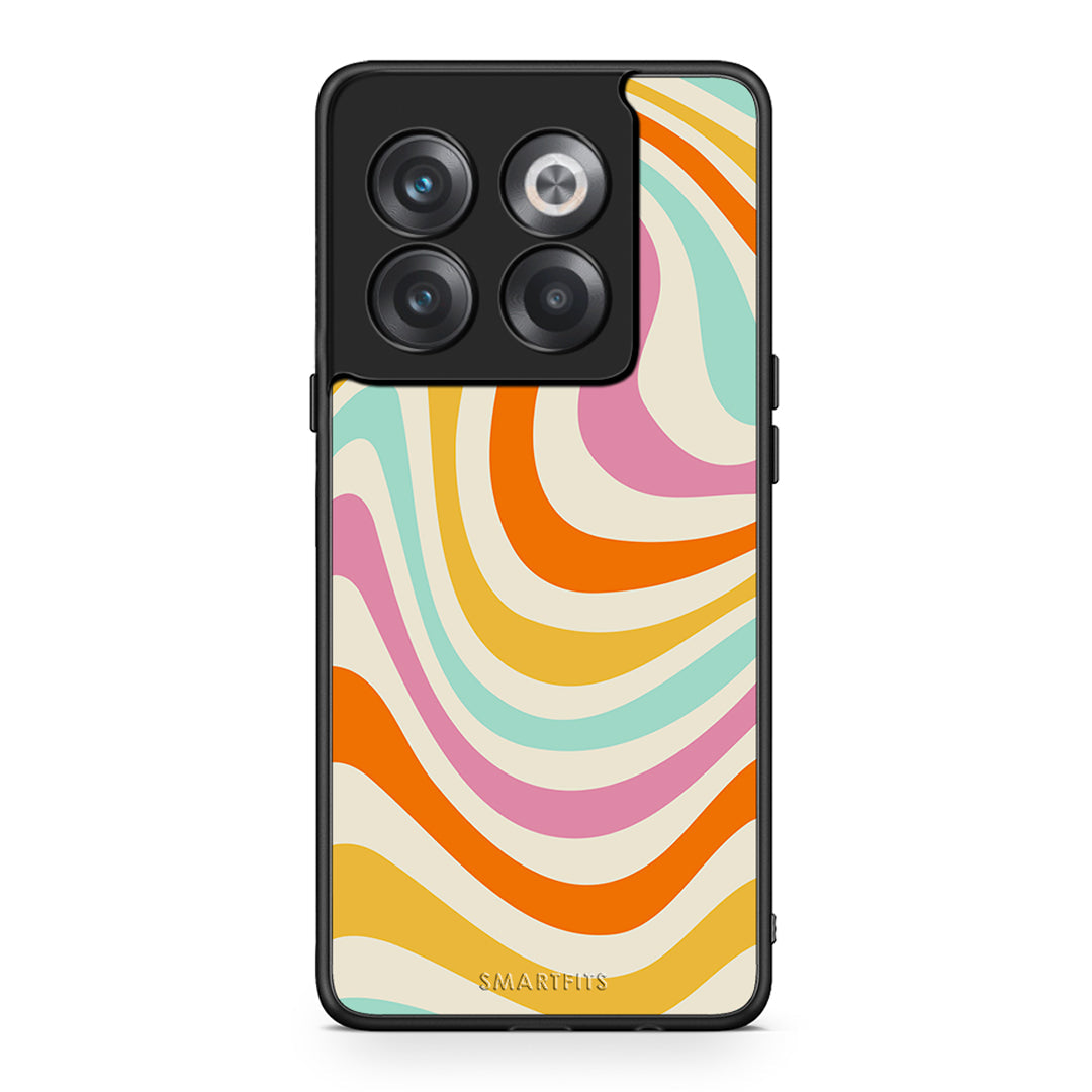 OnePlus 10T Colourful Waves θήκη από τη Smartfits με σχέδιο στο πίσω μέρος και μαύρο περίβλημα | Smartphone case with colorful back and black bezels by Smartfits