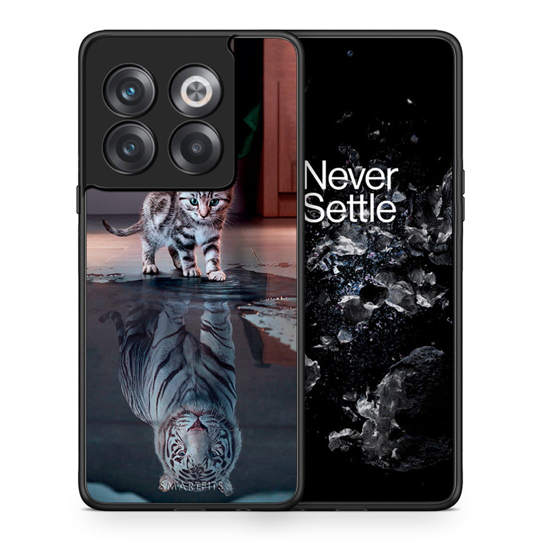 Θήκη OnePlus 10T Tiger Cute από τη Smartfits με σχέδιο στο πίσω μέρος και μαύρο περίβλημα | OnePlus 10T Tiger Cute case with colorful back and black bezels