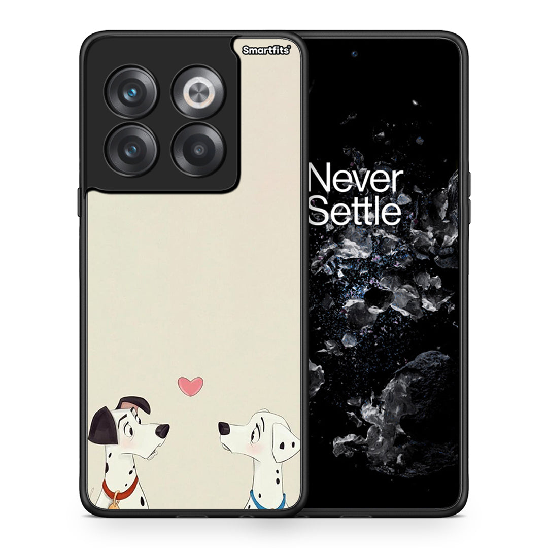 Θήκη OnePlus 10T Dalmatians Love από τη Smartfits με σχέδιο στο πίσω μέρος και μαύρο περίβλημα | OnePlus 10T Dalmatians Love case with colorful back and black bezels