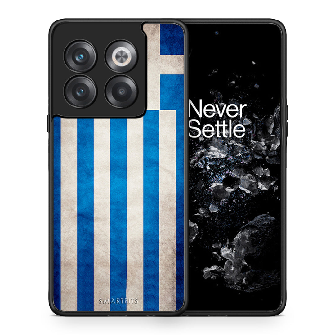 Θήκη OnePlus 10T Greek Flag από τη Smartfits με σχέδιο στο πίσω μέρος και μαύρο περίβλημα | OnePlus 10T Greek Flag case with colorful back and black bezels