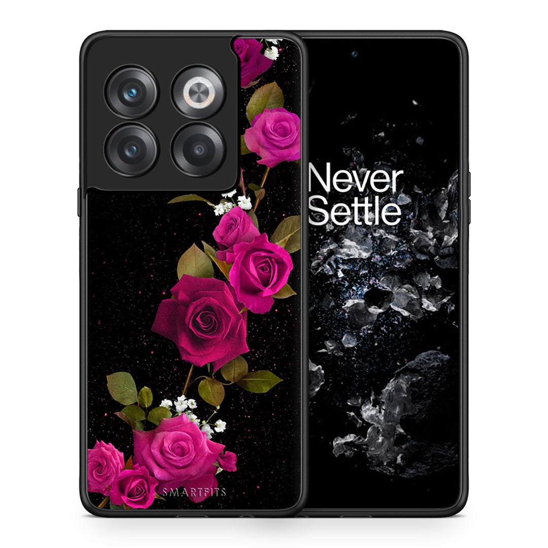 Θήκη OnePlus 10T Red Roses Flower από τη Smartfits με σχέδιο στο πίσω μέρος και μαύρο περίβλημα | OnePlus 10T Red Roses Flower case with colorful back and black bezels