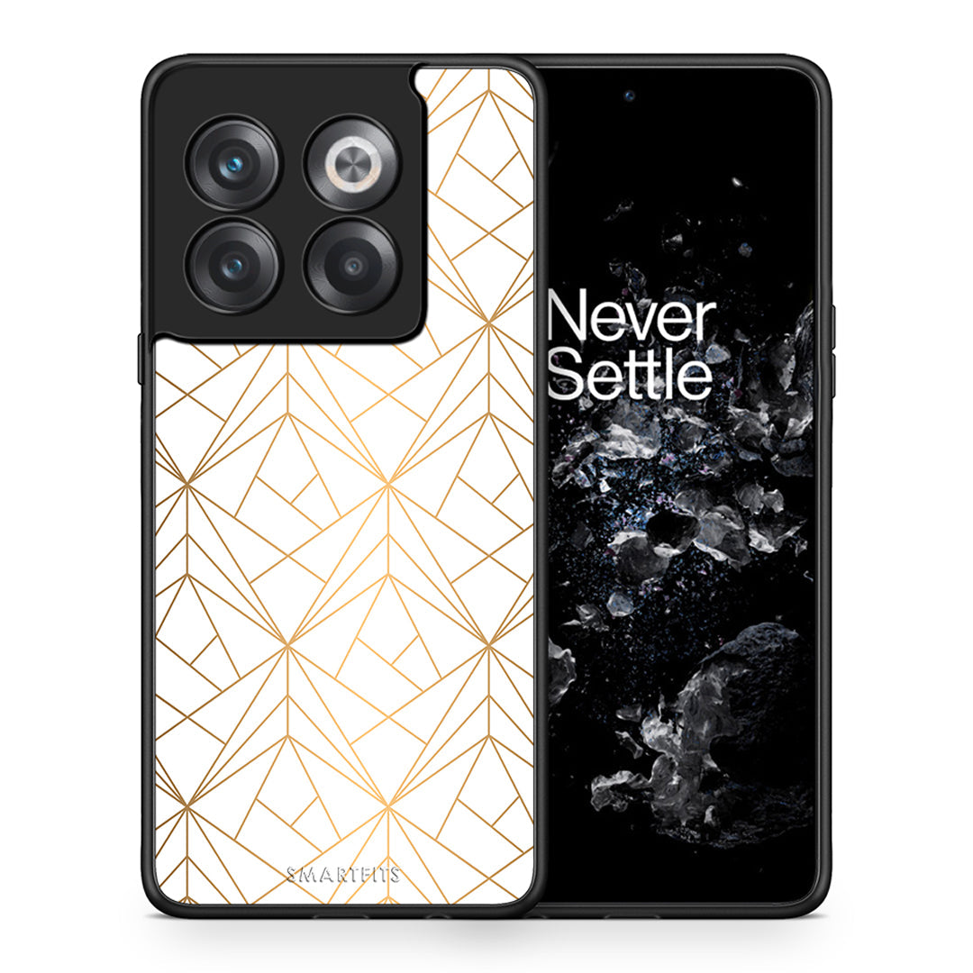 Θήκη OnePlus 10T Luxury White Geometric από τη Smartfits με σχέδιο στο πίσω μέρος και μαύρο περίβλημα | OnePlus 10T Luxury White Geometric case with colorful back and black bezels