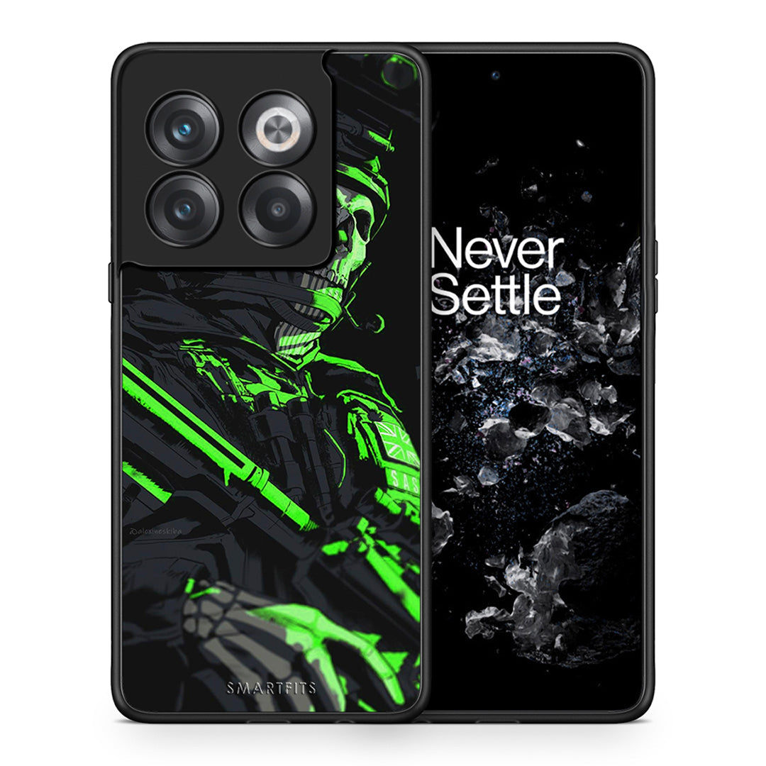 Θήκη Αγίου Βαλεντίνου OnePlus 10T Green Soldier από τη Smartfits με σχέδιο στο πίσω μέρος και μαύρο περίβλημα | OnePlus 10T Green Soldier case with colorful back and black bezels