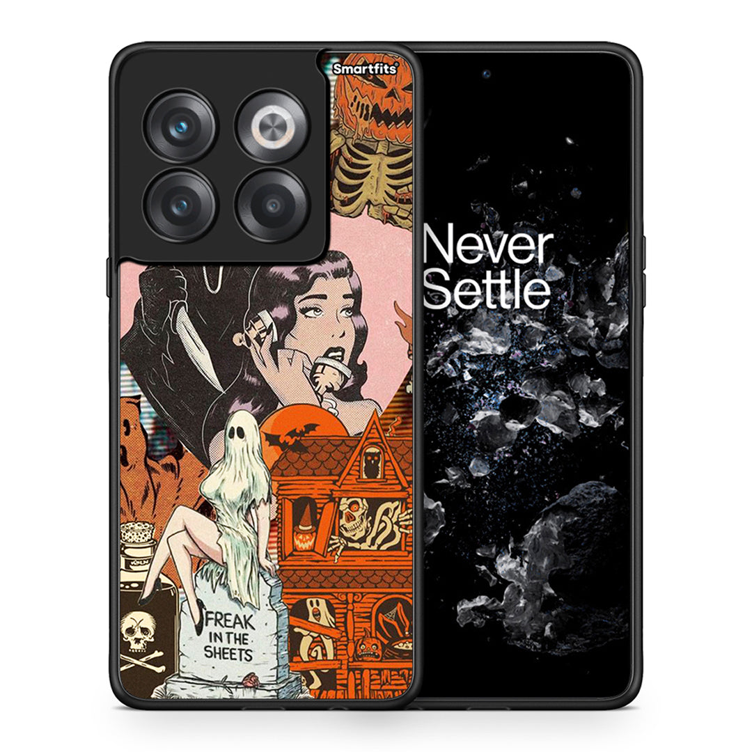 Θήκη OnePlus 10T Halloween Collage από τη Smartfits με σχέδιο στο πίσω μέρος και μαύρο περίβλημα | OnePlus 10T Halloween Collage case with colorful back and black bezels