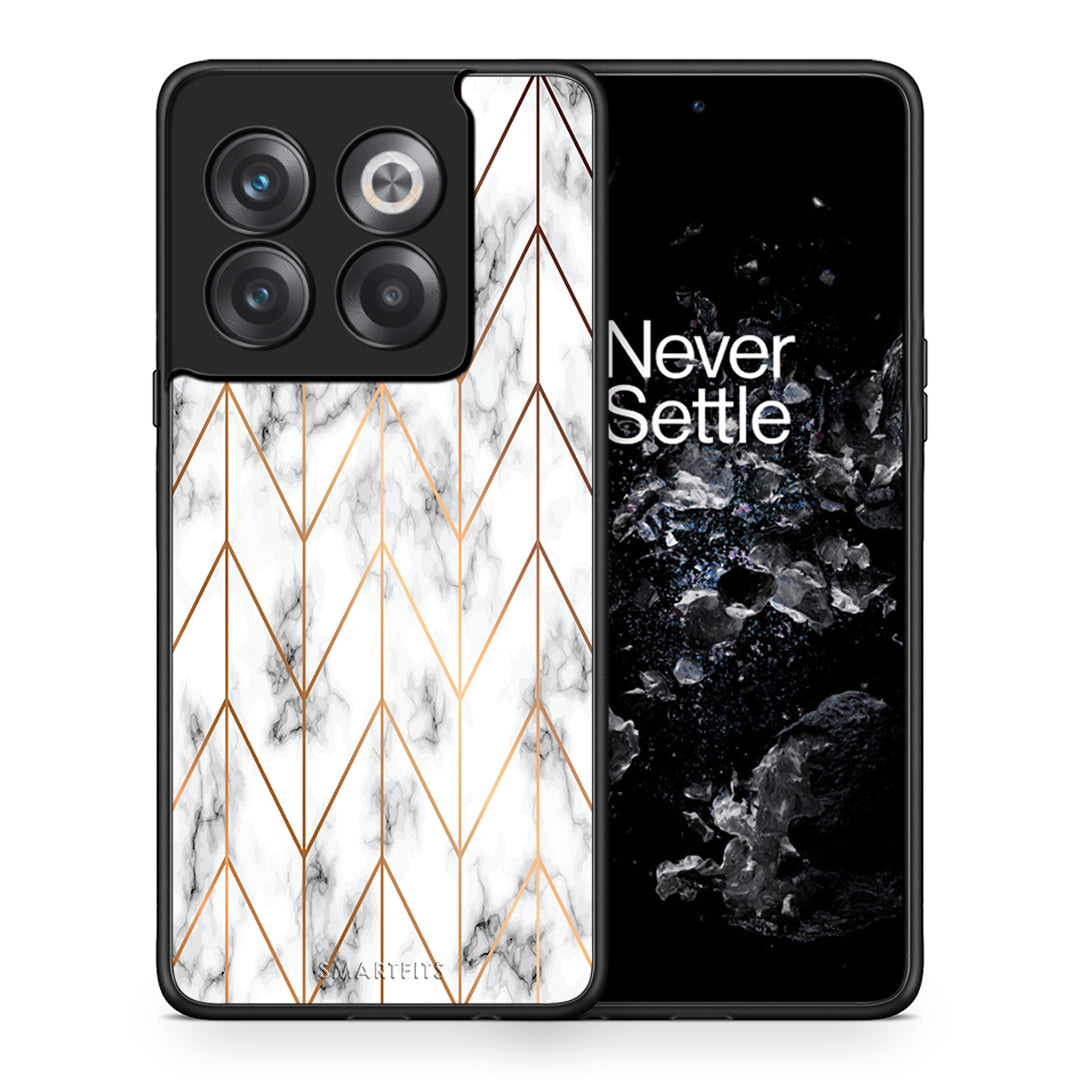 Θήκη OnePlus 10T Gold Geometric Marble από τη Smartfits με σχέδιο στο πίσω μέρος και μαύρο περίβλημα | OnePlus 10T Gold Geometric Marble case with colorful back and black bezels