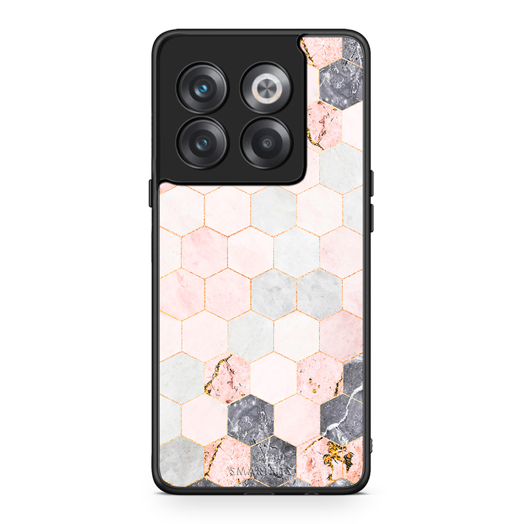 4 - OnePlus 10T Hexagon Pink Marble case, cover, bumper