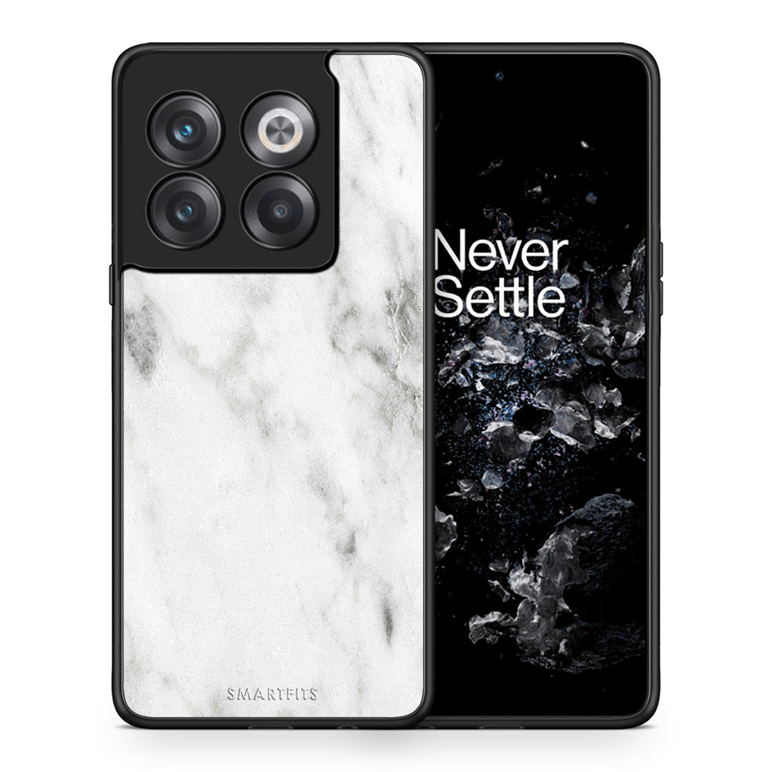 Θήκη OnePlus 10T White Marble από τη Smartfits με σχέδιο στο πίσω μέρος και μαύρο περίβλημα | OnePlus 10T White Marble case with colorful back and black bezels