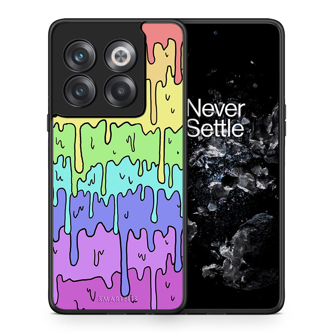 Θήκη OnePlus 10T Melting Rainbow από τη Smartfits με σχέδιο στο πίσω μέρος και μαύρο περίβλημα | OnePlus 10T Melting Rainbow case with colorful back and black bezels