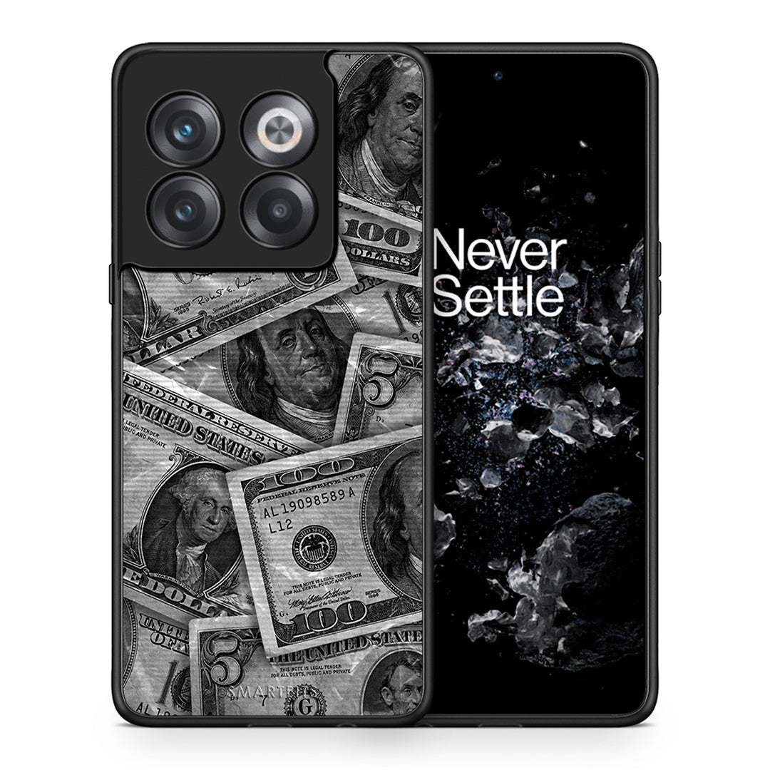 Θήκη OnePlus 10T Money Dollars από τη Smartfits με σχέδιο στο πίσω μέρος και μαύρο περίβλημα | OnePlus 10T Money Dollars case with colorful back and black bezels