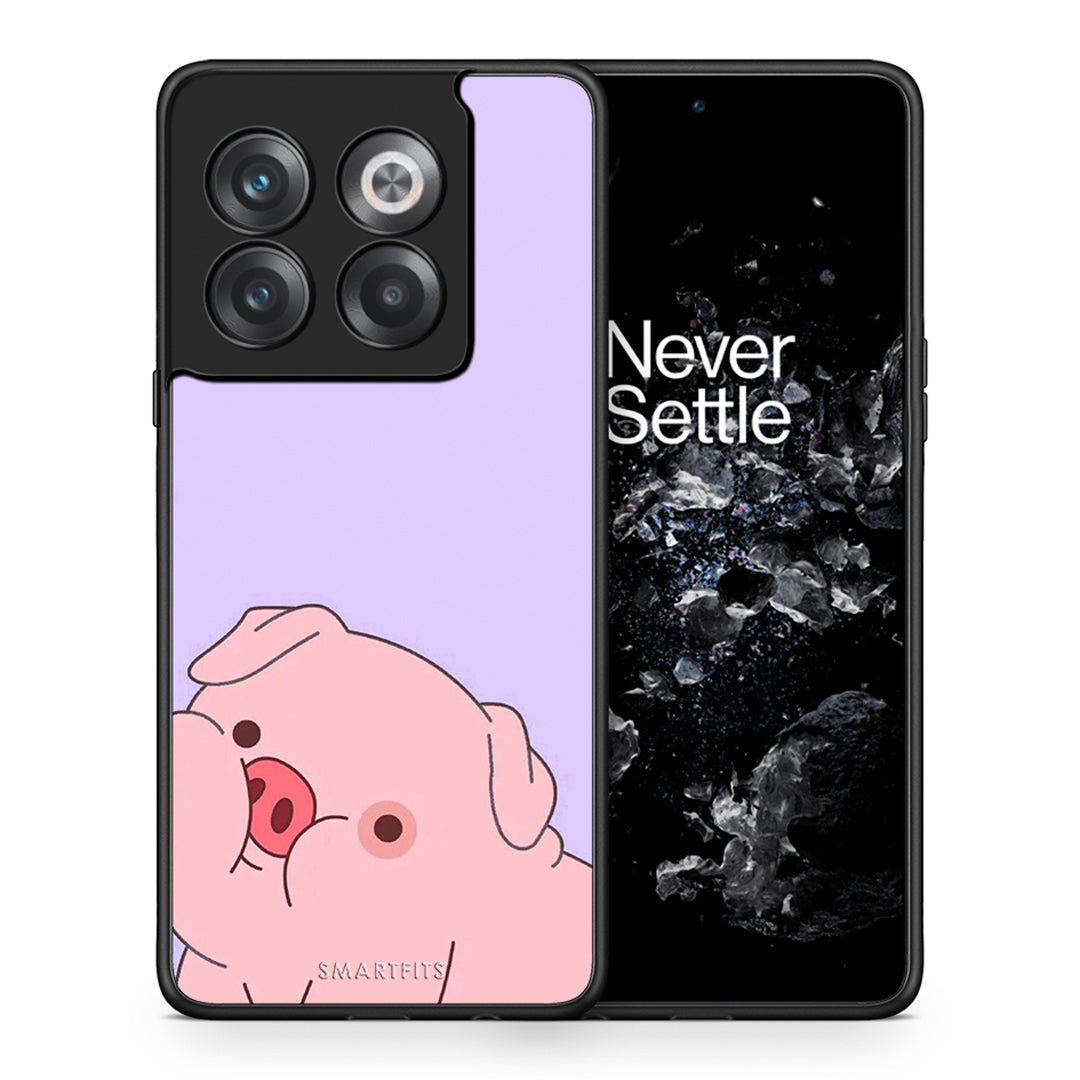 Θήκη Αγίου Βαλεντίνου OnePlus 10T Pig Love 2 από τη Smartfits με σχέδιο στο πίσω μέρος και μαύρο περίβλημα | OnePlus 10T Pig Love 2 case with colorful back and black bezels