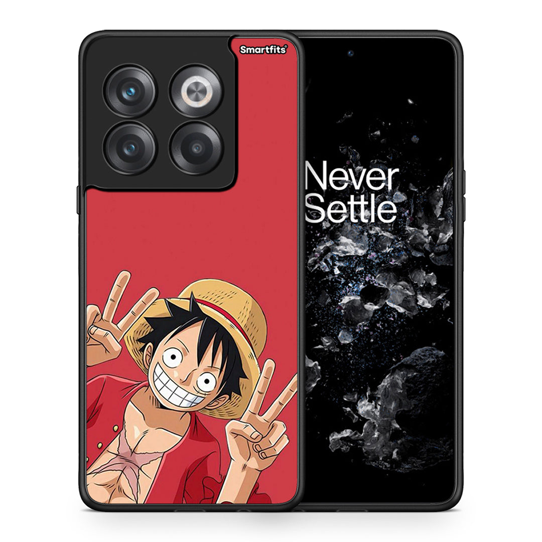 Θήκη OnePlus 10T Pirate Luffy από τη Smartfits με σχέδιο στο πίσω μέρος και μαύρο περίβλημα | OnePlus 10T Pirate Luffy case with colorful back and black bezels