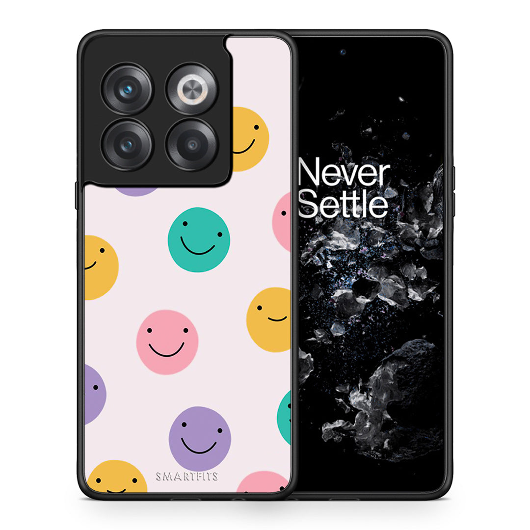 Θήκη OnePlus 10T Smiley Faces από τη Smartfits με σχέδιο στο πίσω μέρος και μαύρο περίβλημα | OnePlus 10T Smiley Faces case with colorful back and black bezels