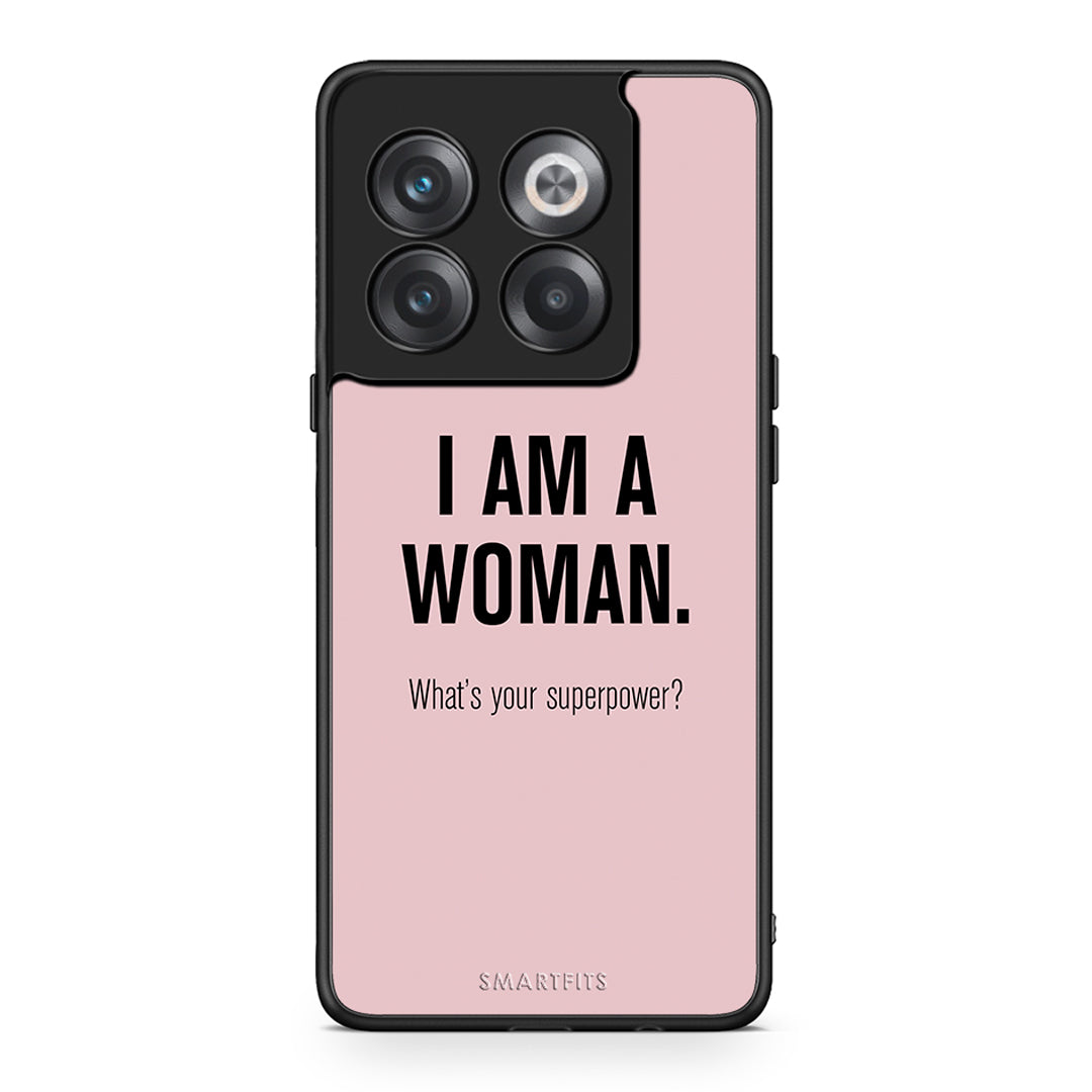 OnePlus 10T Superpower Woman θήκη από τη Smartfits με σχέδιο στο πίσω μέρος και μαύρο περίβλημα | Smartphone case with colorful back and black bezels by Smartfits