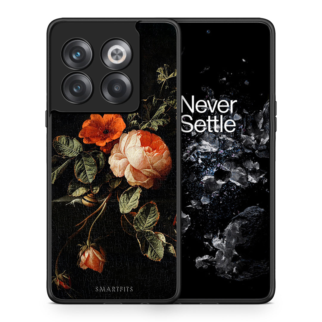 Θήκη OnePlus 10T Vintage Roses από τη Smartfits με σχέδιο στο πίσω μέρος και μαύρο περίβλημα | OnePlus 10T Vintage Roses case with colorful back and black bezels