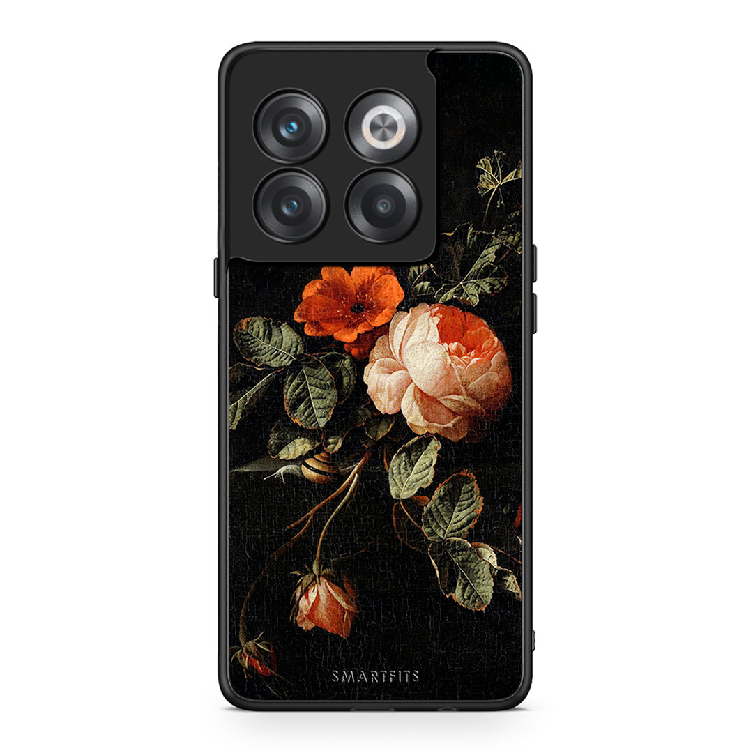 OnePlus 10T Vintage Roses θήκη από τη Smartfits με σχέδιο στο πίσω μέρος και μαύρο περίβλημα | Smartphone case with colorful back and black bezels by Smartfits