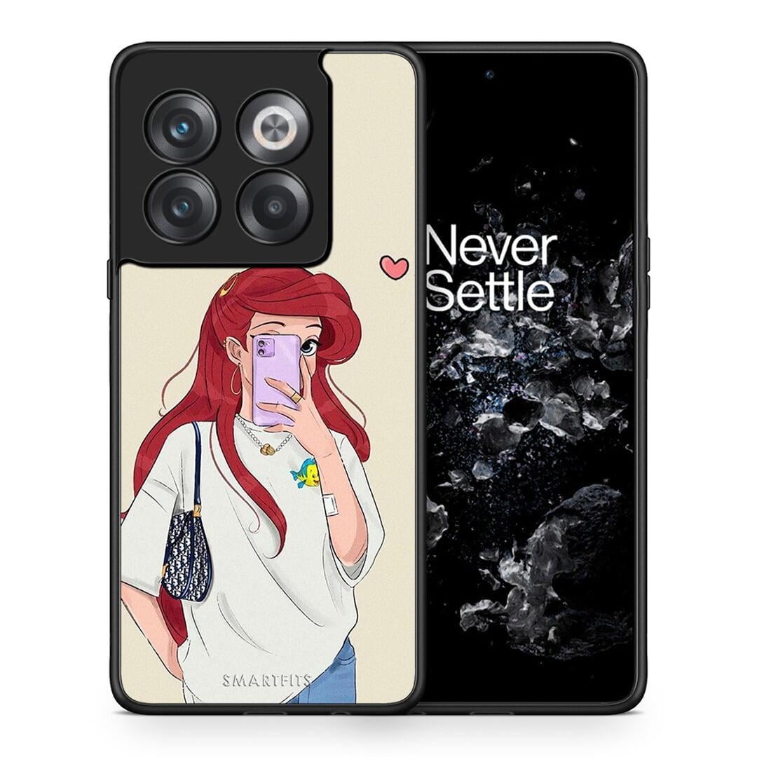 Θήκη OnePlus 10T Walking Mermaid από τη Smartfits με σχέδιο στο πίσω μέρος και μαύρο περίβλημα | OnePlus 10T Walking Mermaid case with colorful back and black bezels