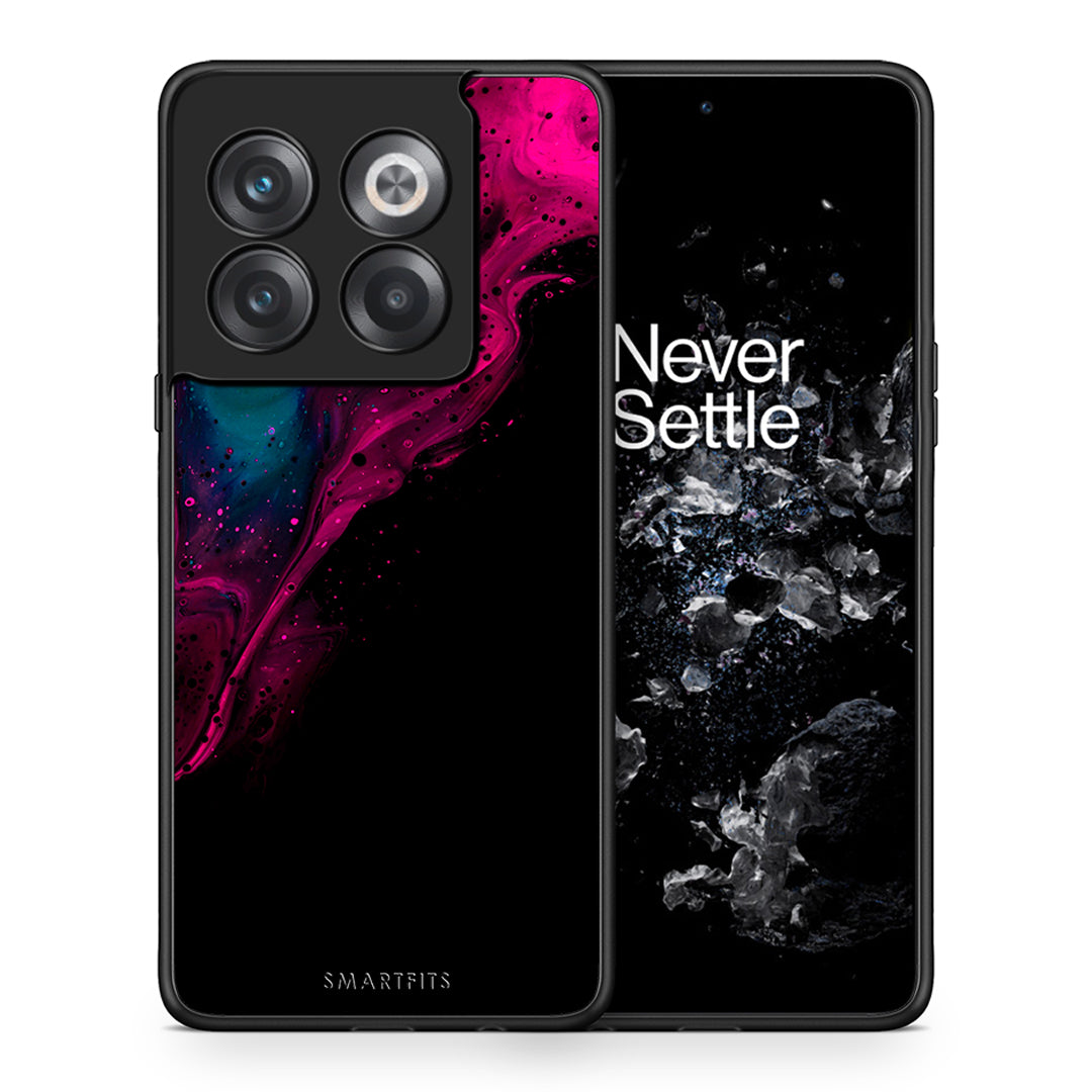 Θήκη OnePlus 10T Pink Black Watercolor από τη Smartfits με σχέδιο στο πίσω μέρος και μαύρο περίβλημα | OnePlus 10T Pink Black Watercolor case with colorful back and black bezels