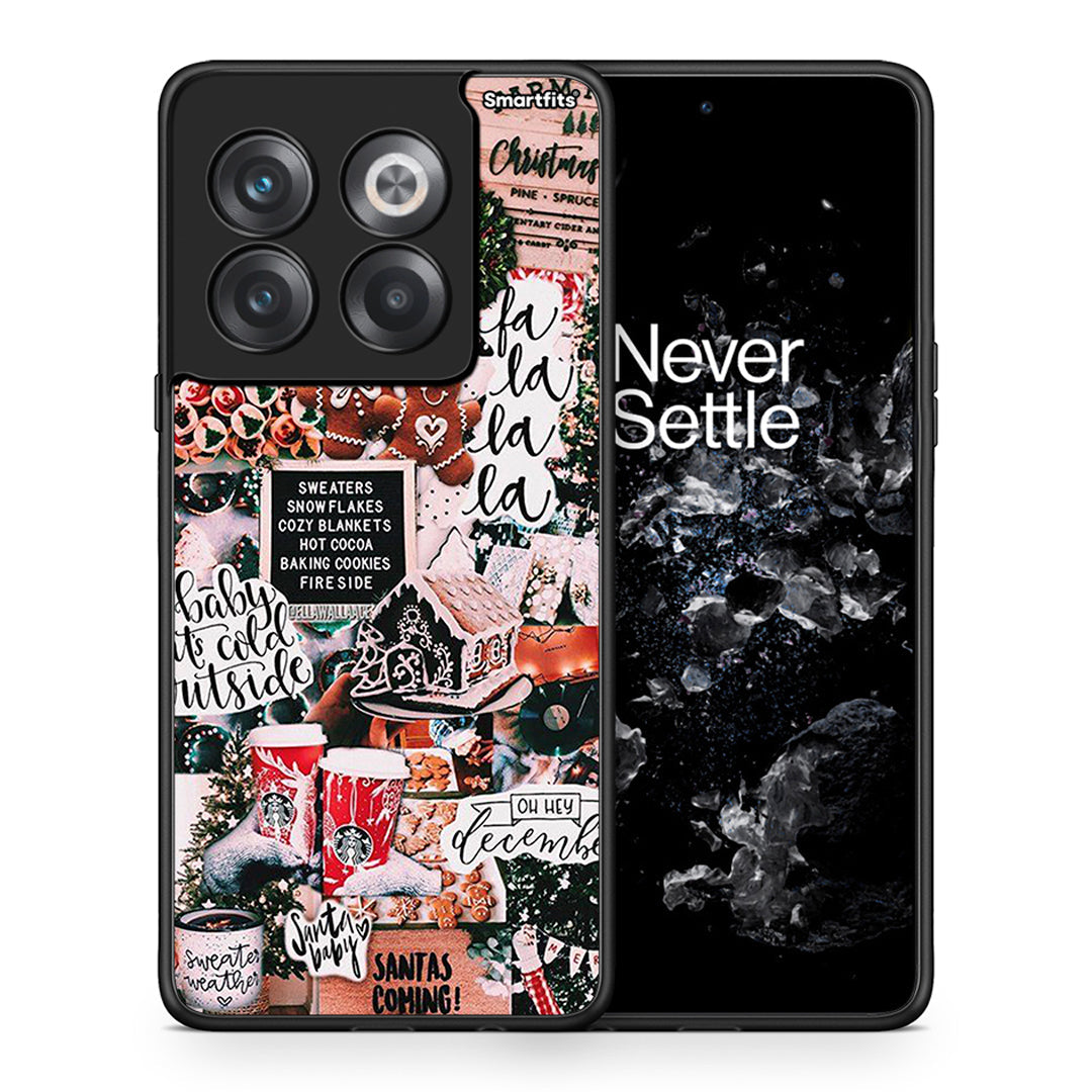 Θήκη OnePlus 10T Xmas Habbits από τη Smartfits με σχέδιο στο πίσω μέρος και μαύρο περίβλημα | OnePlus 10T Xmas Habbits case with colorful back and black bezels