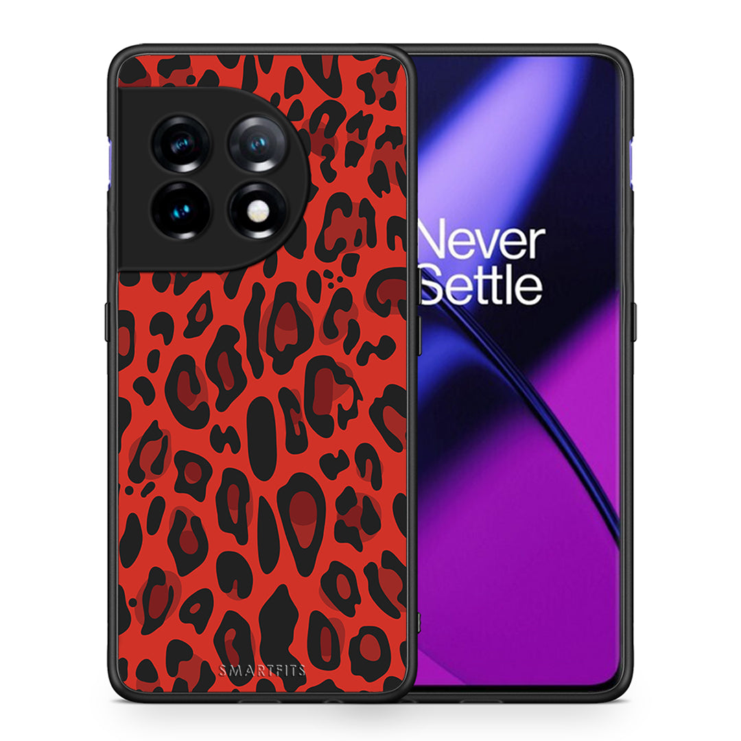 Θήκη OnePlus 11R / ACE 2 5G Animal Red Leopard από τη Smartfits με σχέδιο στο πίσω μέρος και μαύρο περίβλημα | OnePlus 11R / ACE 2 5G Animal Red Leopard Case with Colorful Back and Black Bezels