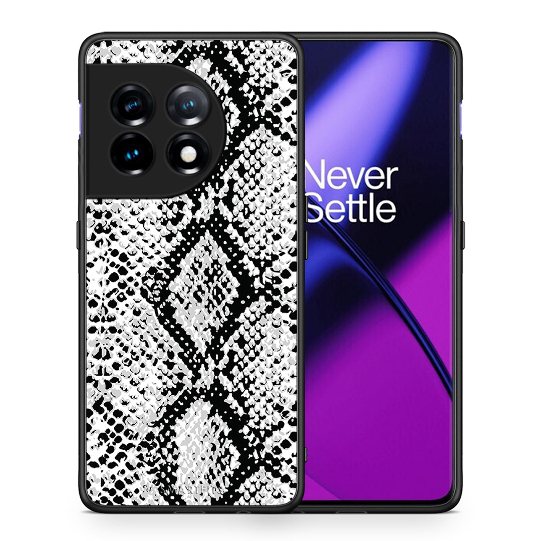 Θήκη OnePlus 11R / ACE 2 5G Animal White Snake από τη Smartfits με σχέδιο στο πίσω μέρος και μαύρο περίβλημα | OnePlus 11R / ACE 2 5G Animal White Snake Case with Colorful Back and Black Bezels