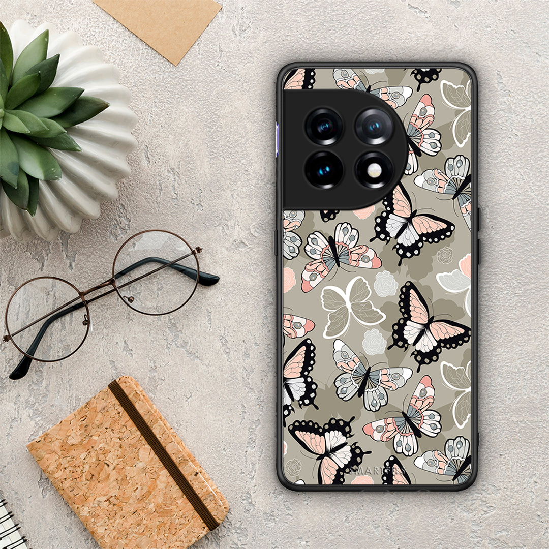 Θήκη OnePlus 11R / ACE 2 5G Boho Butterflies από τη Smartfits με σχέδιο στο πίσω μέρος και μαύρο περίβλημα | OnePlus 11R / ACE 2 5G Boho Butterflies Case with Colorful Back and Black Bezels